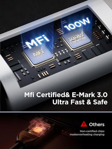 USB C to USB C Cable 100W [6.6ft/2 Pack] USBC to USBC Fast Charging Cable Braided USB C to C Charger Cord for iPhone 15 Pro Max Plus, MacBook Pro/Air, iPad Pro,Samsung Galaxy S24 Ultra S23,Pixel in Kuwait