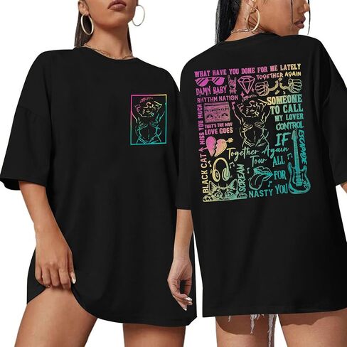 تي شيرت نسائي لمحبي موسيقى البوب: تي شيرت كبير الحجم لحفلات الريف تي شيرت ريترو سونغ توب - قمصان جرافيك لمحبي المغنيين الكلاسيكيين in Kuwait