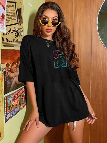 تي شيرت نسائي لمحبي موسيقى البوب: تي شيرت كبير الحجم لحفلات الريف تي شيرت ريترو سونغ توب - قمصان جرافيك لمحبي المغنيين الكلاسيكيين in Kuwait