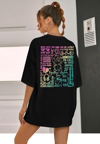 تي شيرت نسائي لمحبي موسيقى البوب: تي شيرت كبير الحجم لحفلات الريف تي شيرت ريترو سونغ توب - قمصان جرافيك لمحبي المغنيين الكلاسيكيين in Kuwait