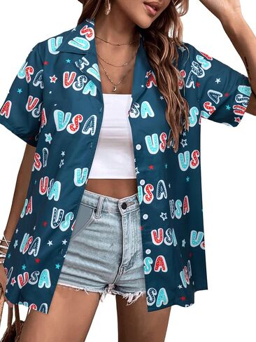 قمصان علم الولايات المتحدة الأمريكية للنساء قميص العلم الأمريكي الوطني ملابس الرابع من يوليو بلوزات علوية لعيد الاستقلال in Kuwait
