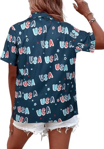 قمصان علم الولايات المتحدة الأمريكية للنساء قميص العلم الأمريكي الوطني ملابس الرابع من يوليو بلوزات علوية لعيد الاستقلال in Kuwait