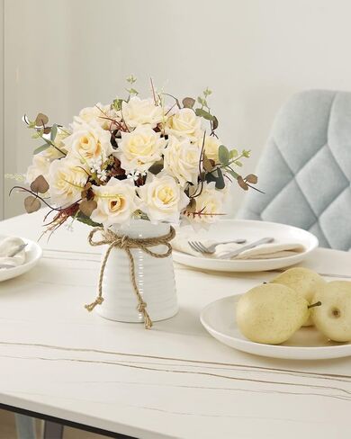 Artificial flower with vase, Silk flowers, Faux flowers, Table centerpieces fake flower，Gifts，Festival gifts，Birthday gift，Room decoration, Business conference, Wedding party atmosphere in Saudi Arabia