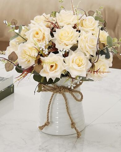 Artificial flower with vase, Silk flowers, Faux flowers, Table centerpieces fake flower，Gifts，Festival gifts，Birthday gift，Room decoration, Business conference, Wedding party atmosphere in Saudi Arabia