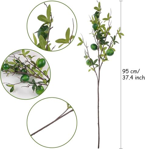 Gresorth Apple Branch Decoration Green Artificial Lifelike Plant Stem Fake Realistic Fruit Bouquet Display Kitchen Vase Centerpieces 3pcs in Saudi Arabia