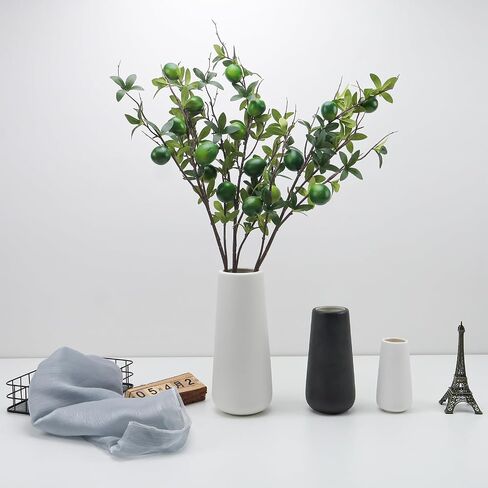 Gresorth Apple Branch Decoration Green Artificial Lifelike Plant Stem Fake Realistic Fruit Bouquet Display Kitchen Vase Centerpieces 3pcs in Saudi Arabia