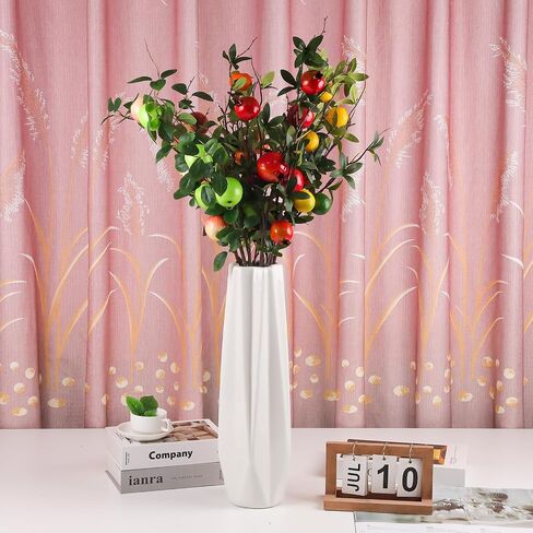 Gresorth Apple Branch Decoration Green Artificial Lifelike Plant Stem Fake Realistic Fruit Bouquet Display Kitchen Vase Centerpieces 3pcs in Saudi Arabia