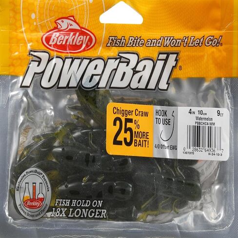 Berkley unisex-adult PowerBait Chigger Craw Watermelon ,4" (9 Count) in Saudi Arabia