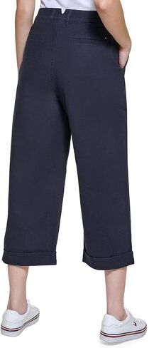 Tommy Hilfiger Womens Knit High Rise Wide Leg Pants Navy 10 in Saudi Arabia
