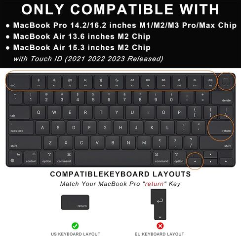 Soke Premium Keyboard Cover Skin, for 2021-2023 MacBook Pro 14" 16" M3 M2 M1 Pro/Max(A2918 A2992 A2991 A2442 A2485 A2779 A2780), MacBook Air 15.3"/13.6" M2(A2941 A2681), US ANSI Layout,Ombre Rainbow in Saudi Arabia