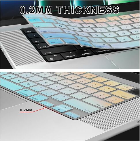 Soke Premium Keyboard Cover Skin, for 2021-2023 MacBook Pro 14" 16" M3 M2 M1 Pro/Max(A2918 A2992 A2991 A2442 A2485 A2779 A2780), MacBook Air 15.3"/13.6" M2(A2941 A2681), US ANSI Layout,Ombre Rainbow in Saudi Arabia