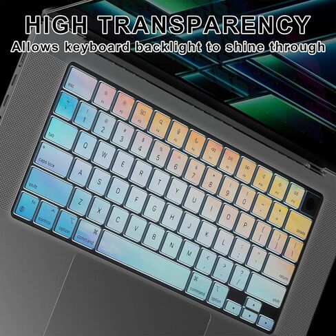 Soke Premium Keyboard Cover Skin, for 2021-2023 MacBook Pro 14" 16" M3 M2 M1 Pro/Max(A2918 A2992 A2991 A2442 A2485 A2779 A2780), MacBook Air 15.3"/13.6" M2(A2941 A2681), US ANSI Layout,Ombre Rainbow in Saudi Arabia