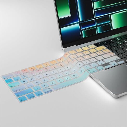 Soke Premium Keyboard Cover Skin, for 2021-2023 MacBook Pro 14" 16" M3 M2 M1 Pro/Max(A2918 A2992 A2991 A2442 A2485 A2779 A2780), MacBook Air 15.3"/13.6" M2(A2941 A2681), US ANSI Layout,Ombre Rainbow in Saudi Arabia