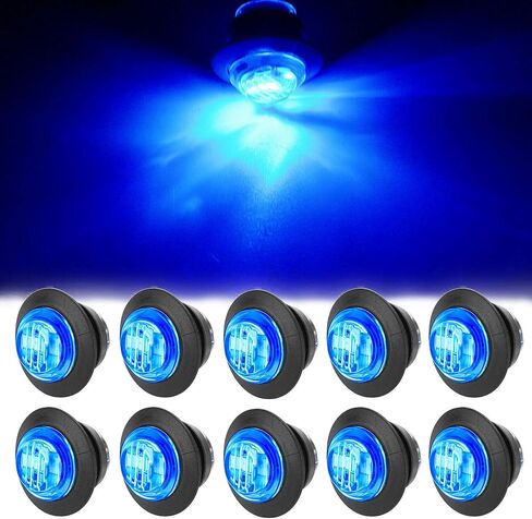 10Pcs 3/4 Inch Blue LED Marker lights,Led Trailer Side Marker Light,LED Clearance Bullet Marker Light,Turn Signal Identification Indicator Light for Trailer Truck RV Car Bus Van Pickup SUV ATV in Saudi Arabia