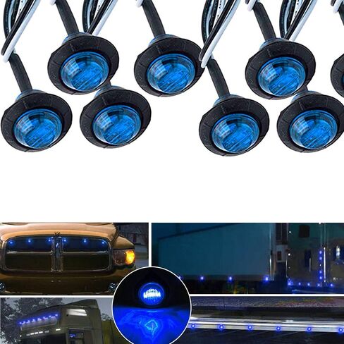 10Pcs 3/4 Inch Blue LED Marker lights,Led Trailer Side Marker Light,LED Clearance Bullet Marker Light,Turn Signal Identification Indicator Light for Trailer Truck RV Car Bus Van Pickup SUV ATV in Saudi Arabia