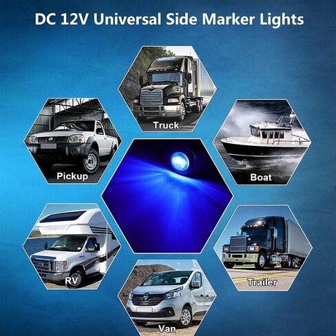 10Pcs 3/4 Inch Blue LED Marker lights,Led Trailer Side Marker Light,LED Clearance Bullet Marker Light,Turn Signal Identification Indicator Light for Trailer Truck RV Car Bus Van Pickup SUV ATV in Saudi Arabia