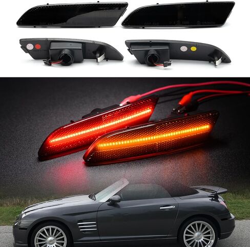 NSLUMO Led Side Marker Lights Replacement for 2004 2005 2006 2007 2008 Chrysler Crossfire Amber Front & Rear Red Side Parking Turn Signal Lamps Smoked Lens OEM Bumper Sidemarker Clearance Light Kit in Saudi Arabia