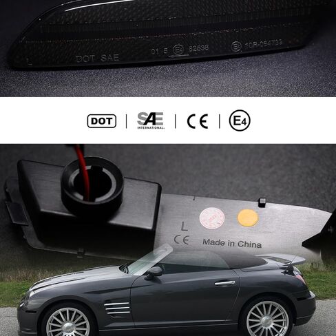 NSLUMO Led Side Marker Lights Replacement for 2004 2005 2006 2007 2008 Chrysler Crossfire Amber Front & Rear Red Side Parking Turn Signal Lamps Smoked Lens OEM Bumper Sidemarker Clearance Light Kit in Saudi Arabia