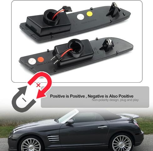 NSLUMO Led Side Marker Lights Replacement for 2004 2005 2006 2007 2008 Chrysler Crossfire Amber Front & Rear Red Side Parking Turn Signal Lamps Smoked Lens OEM Bumper Sidemarker Clearance Light Kit in Saudi Arabia