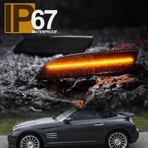 NSLUMO Led Side Marker Lights Replacement for 2004 2005 2006 2007 2008 Chrysler Crossfire Amber Front & Rear Red Side Parking Turn Signal Lamps Smoked Lens OEM Bumper Sidemarker Clearance Light Kit in Saudi Arabia