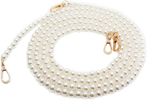 LC LICTOP DIY Round Imitation Pearl Bead Short Handle Replacement Chain Strap Handbag Chains Accessories with Buckles (110cm/43.31Inch Length, 10mm Dia.Pearl) 2pcs in Saudi Arabia