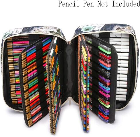مقلمة 300 فتحة، 200 قلم جل، حافظة أقلام عالية السعة، حامل أقلام ملونة، منظم تخزين لأقلام الألوان المائية (زهرة سوداء) in Kuwait
