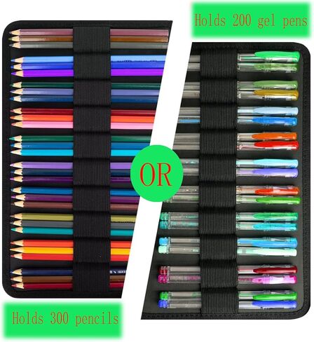 مقلمة 300 فتحة، 200 قلم جل، حافظة أقلام عالية السعة، حامل أقلام ملونة، منظم تخزين لأقلام الألوان المائية (زهرة سوداء) in Kuwait