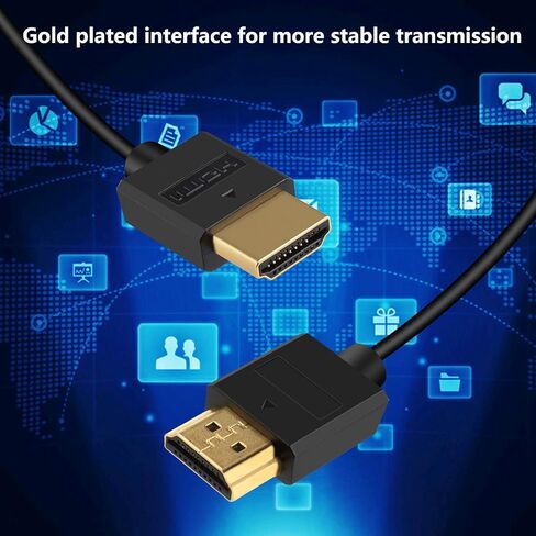 كابل Pasow 4K HDMI رفيع للغاية ذكر إلى ذكر 36AWG عالي السرعة رفيع (1.5FT/0.5M) in Kuwait