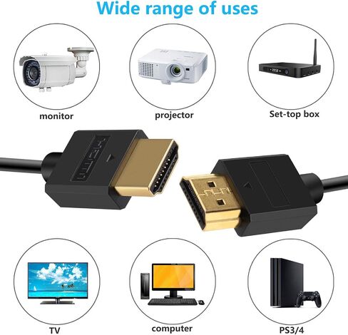 كابل Pasow 4K HDMI رفيع للغاية ذكر إلى ذكر 36AWG عالي السرعة رفيع (1.5FT/0.5M) in Kuwait