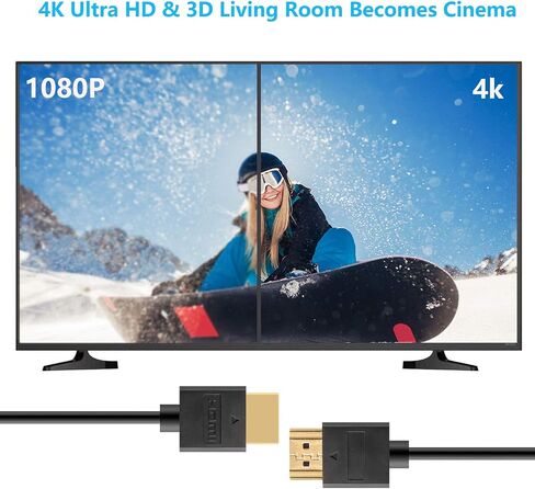 كابل Pasow 4K HDMI رفيع للغاية ذكر إلى ذكر 36AWG عالي السرعة رفيع (1.5FT/0.5M) in Kuwait