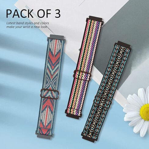 3 Pack 22mm Bands Compatible with AGPTEK LW11/Fossil Men's Gen 6/5E 44mm Watch,Stretchy Nylon Bands Adjustable Wristbands for Gen 5 LTE/Carlyle/Garrett/Women's Julianna/Gen 4 Explorist HR Smartwatch in Saudi Arabia
