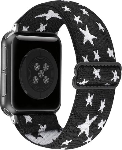Adjustable Stretchy Solo Loop Nylon Strap Compatible with Apple Watch Elastic Band 38mm 40mm 41mm 42mm 44mm 45mm iWatch Series SE/7/6/5/4/3/2/1 in Saudi Arabia