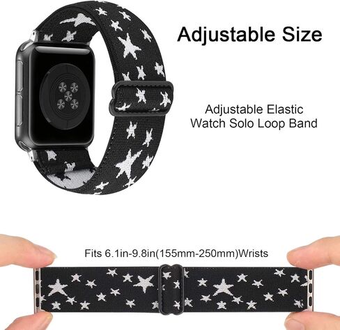 Adjustable Stretchy Solo Loop Nylon Strap Compatible with Apple Watch Elastic Band 38mm 40mm 41mm 42mm 44mm 45mm iWatch Series SE/7/6/5/4/3/2/1 in Saudi Arabia