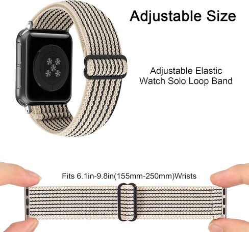 Adjustable Stretchy Solo Loop Nylon Strap Compatible with Apple Watch Elastic Band 38mm 40mm 41mm 42mm 44mm 45mm iWatch Series SE/7/6/5/4/3/2/1 in Saudi Arabia
