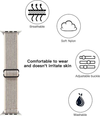 Adjustable Stretchy Solo Loop Nylon Strap Compatible with Apple Watch Elastic Band 38mm 40mm 41mm 42mm 44mm 45mm iWatch Series SE/7/6/5/4/3/2/1 in Saudi Arabia