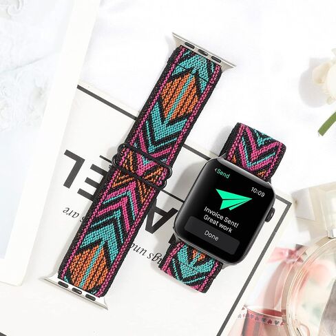Adjustable Stretchy Solo Loop Nylon Strap Compatible with Apple Watch Elastic Band 38mm 40mm 41mm 42mm 44mm 45mm iWatch Series SE/7/6/5/4/3/2/1 in Saudi Arabia