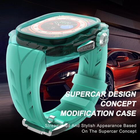 Luxury Translucent Smartwatch Case for Apple Watch Ultra 49mm, Fully wrapped lightweight rugged case with band, silicon strap, stainless steel buttons, protective cover for men/women in Saudi Arabia