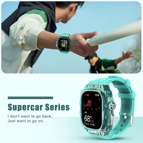 Luxury Translucent Smartwatch Case for Apple Watch Ultra 49mm, Fully wrapped lightweight rugged case with band, silicon strap, stainless steel buttons, protective cover for men/women in Saudi Arabia