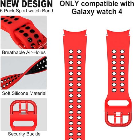 6-pack Compatible with Galaxy watch 4 band 40mm 44mm,Galaxy watch 4 Classic band 42mm 46mm,silicone sport replacement bands for galaxy watch 4 men women in Saudi Arabia