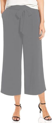 iChunhua Crop Wide Leg Pants for Women Business Casual Capris Dress Bottoms Dressy for Work with Belt Pockets in Saudi Arabia
