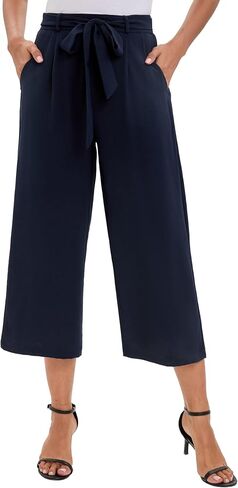 iChunhua Crop Wide Leg Pants for Women Business Casual Capris Dress Bottoms Dressy for Work with Belt Pockets in Saudi Arabia
