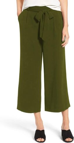 iChunhua Crop Wide Leg Pants for Women Business Casual Capris Dress Bottoms Dressy for Work with Belt Pockets in Saudi Arabia