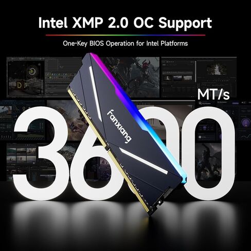 RGB DDR4 DRAM 32GB (2x16GB) 3600MHz DRAM مجموعة ذاكرة الكمبيوتر، عصا ذاكرة الوصول العشوائي PC لمحرري الفيديو، والمصممين ثلاثي الأبعاد، وعشاق الألعاب in Saudi Arabia