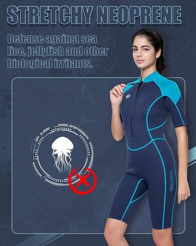 Womens Wetsuit Shorty, 3mm Front Zipper Neoprene Diving Suits for Diving Snorkeling Surfing Swimming in Saudi Arabia