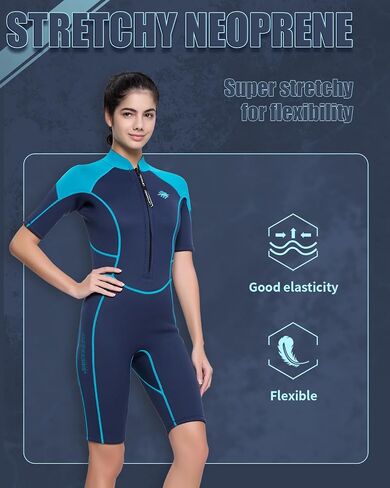 Womens Wetsuit Shorty, 3mm Front Zipper Neoprene Diving Suits for Diving Snorkeling Surfing Swimming in Saudi Arabia