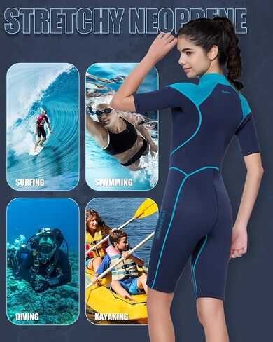 Womens Wetsuit Shorty, 3mm Front Zipper Neoprene Diving Suits for Diving Snorkeling Surfing Swimming in Saudi Arabia