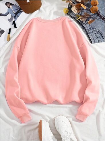 سويت شيرت SweatyRocks نسائي برقبة دائرية وطباعة حروف وأكمام طويلة وكتف منسدل in Kuwait
