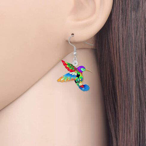 Acrylic Hummingbird Earrings for Women Girls Creative Dangle Jewelry Festival Decorations Novelty Spring Bird Gifts in Saudi Arabia