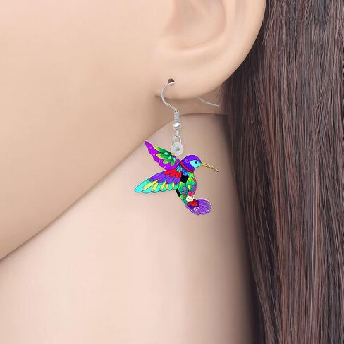 Acrylic Hummingbird Earrings for Women Girls Creative Dangle Jewelry Festival Decorations Novelty Spring Bird Gifts in Saudi Arabia
