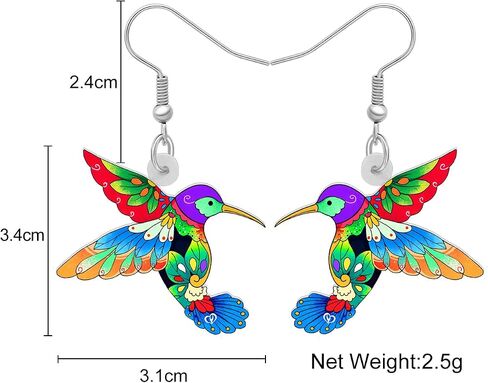 Acrylic Hummingbird Earrings for Women Girls Creative Dangle Jewelry Festival Decorations Novelty Spring Bird Gifts in Saudi Arabia